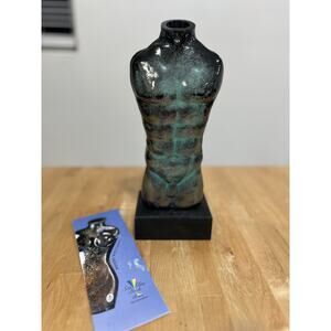Renate Stock "Male Torso" Apollo Sculpture, Vase, Sea Glas Bruk, Kosta, Sweden